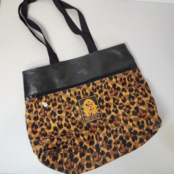 Mickey's Collection Safari Tote Bag Purse Leopard Animal Print Brown Black Rare - Picture 1 of 9